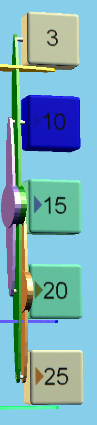 Purple triangle indicates that the 10 tile spins the purple wheel